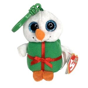 Ty Beanie Boos Shivers Christmas Snow Man Present Mini Plush Bag Clip Toy